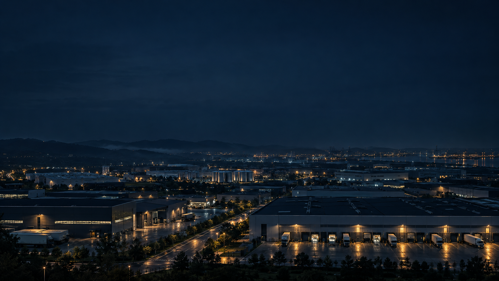 工业园区夜景，项目场景示意